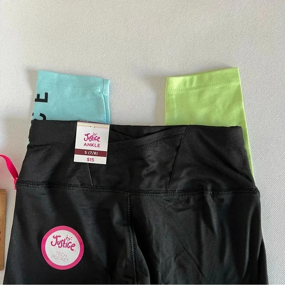Justice Girls Ankle Collection X Color Blocked Leggings Size Small (7/8) Black - Picture 8 of 12